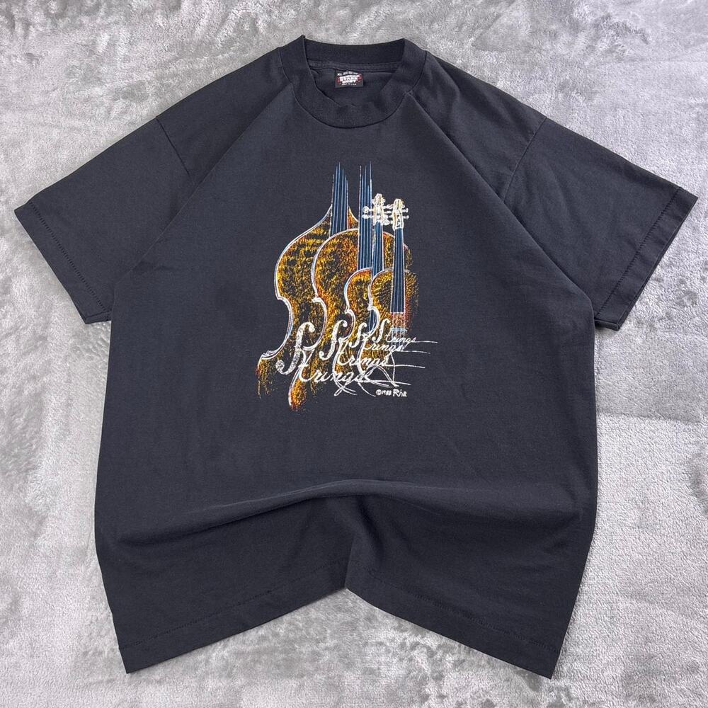 Vintage 1988 Guitar T-Shirt Men’s XL Black Screen Stars Best USA Made Music Tee